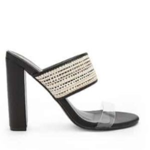 So Me "Marcy" sz 7.5 Blk/Multi heeled sandal BNWB